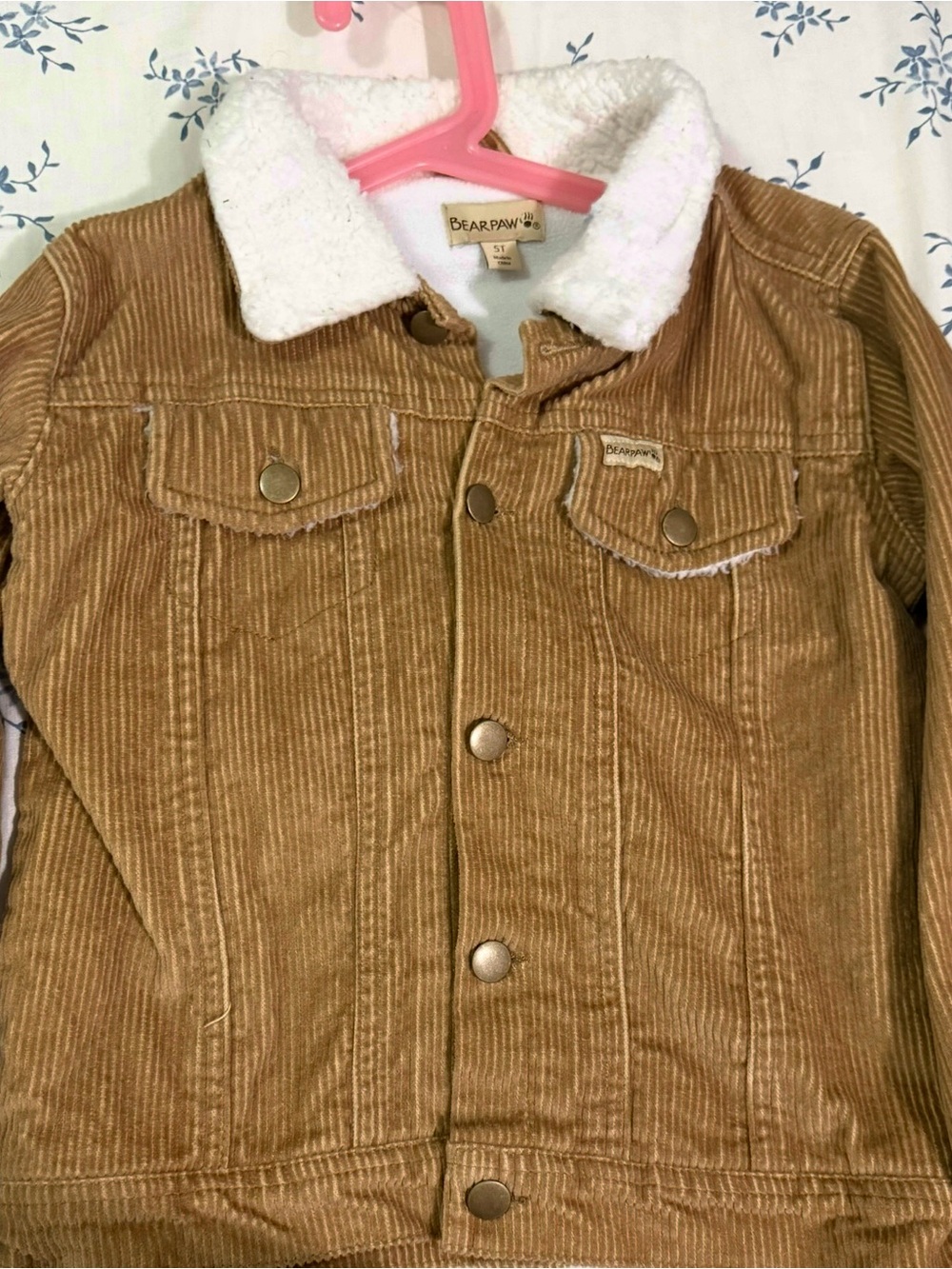 BearPaw Kids Corduroy Sherpa-Trim Jacket in Tan